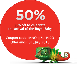 50% off to celebrate the arrival of the royal baby! coupon code: INNO-JJ7L-PLCQ offer ends: 31, july 2013